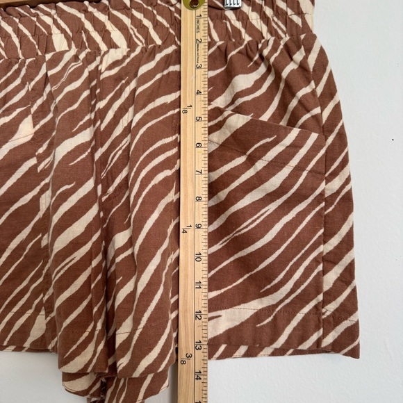 Linen Blend Blazer Shorts Suit Set Brown Zebra Natural Comfort Size M - Picture 11 of 11
